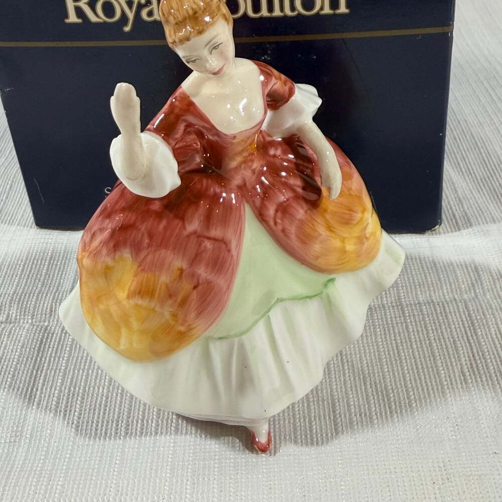 Royal Doulton MINIATURE Figurine - CHRISTINE HN3269 Red & Orange Dress